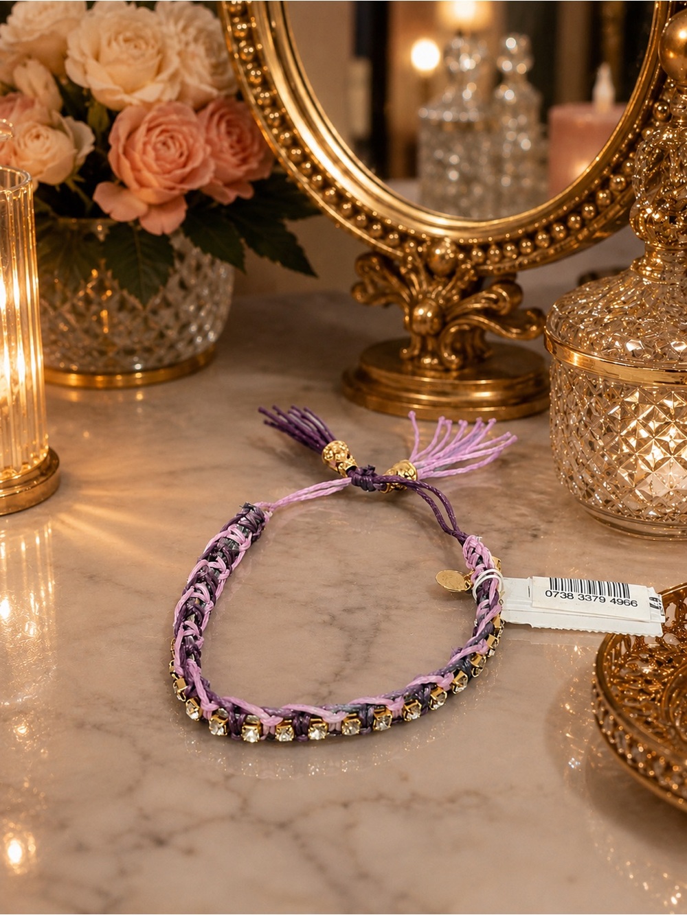 Cara NY Purple Crystal Macramé Adjustable Bracelet NWT Nordstrom